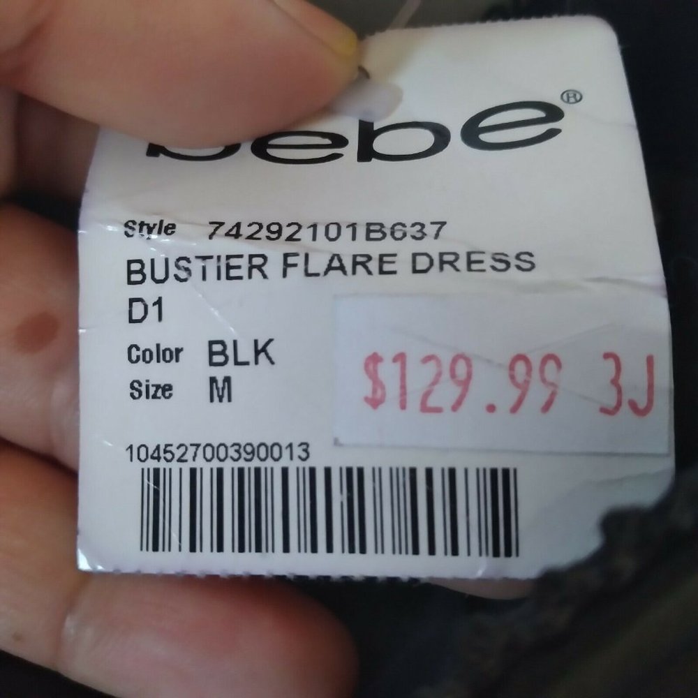 NWT bebe Black Bustier Corset Top Flare Dress Sz M - Picture 2 of 12
